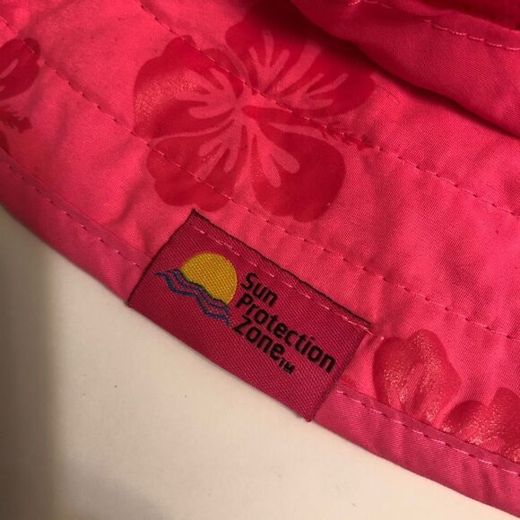 Sun Protection Zone Hat Bucket Floral Pink UPF 50 Girls Beach Vacation Travel - Picture 3 of 9